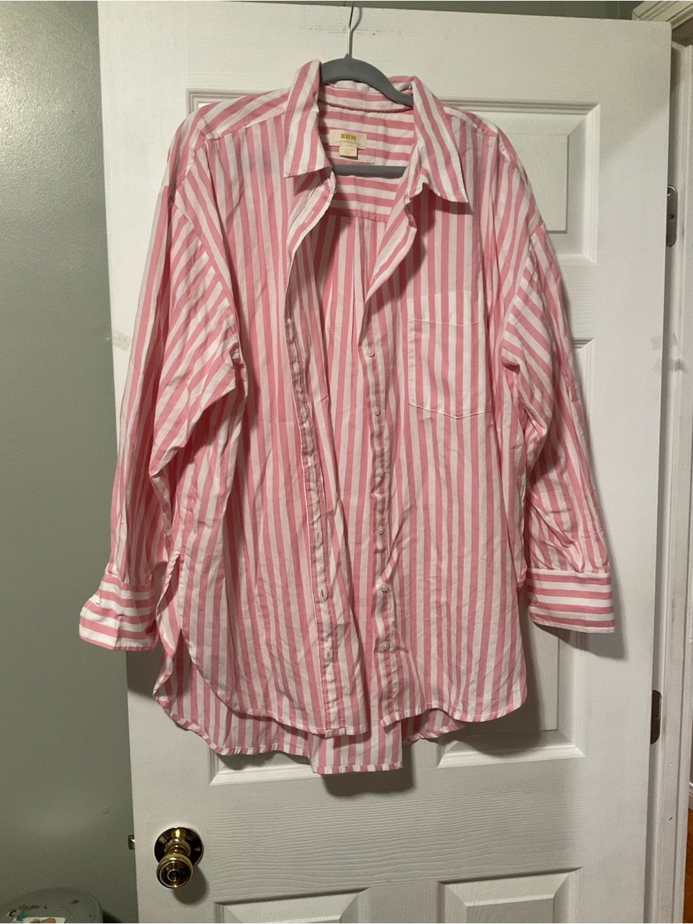 Pink and White Striped Button-Up Shirt